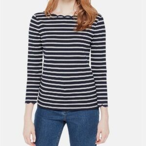 Kate Spade Navy and White Striped Long Sleeve Top